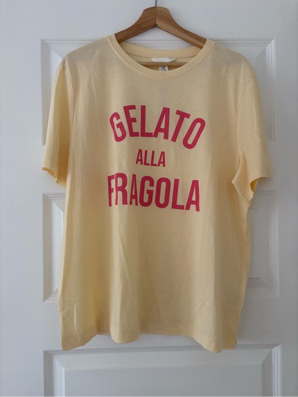 H&M Yellow Tee with Pink 'Gelato Alla Fragola' Print